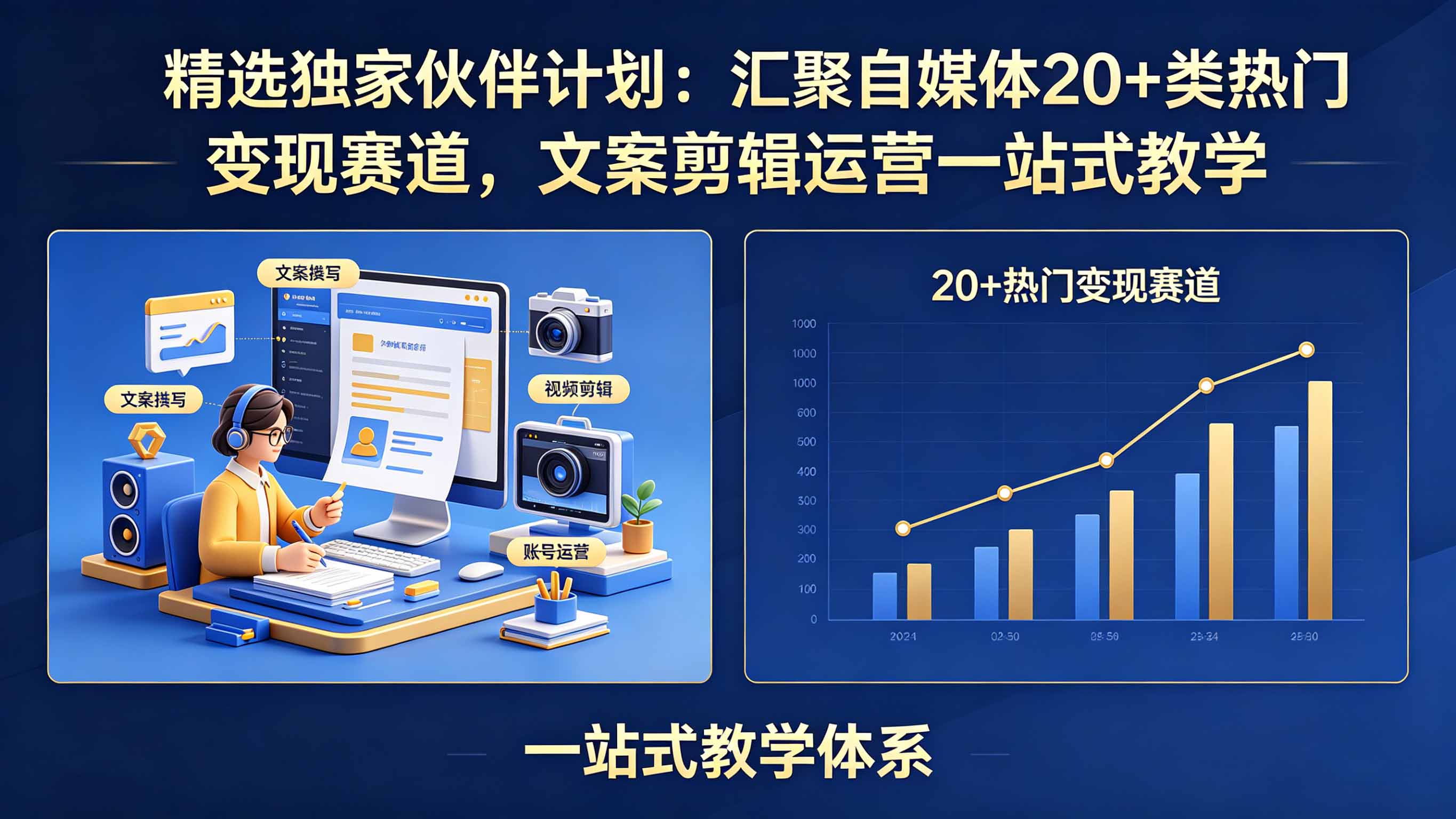精选项目指南：汇聚自媒体20+类热门变现赛道，文案剪辑运营一站式教程