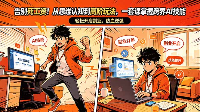 AI副业变现攻略：从思维认知到高阶玩法，一套课掌握跨界技能，提升额外收入