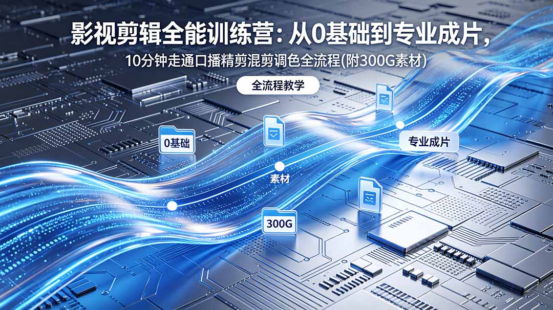 2026影视剪辑全能实战课｜0基础到专业成片，全流程教学含300步骤G素材