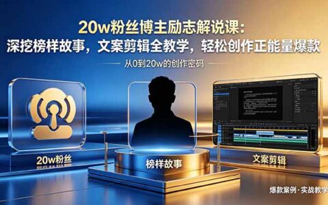 20w粉丝博主亲授励志解说课：深挖榜样故事，文案剪辑全教学，零基础轻松创作正能量爆款