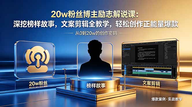 20w粉丝博主亲授励志解说课：深挖榜样故事，文案剪辑全教学，零基础轻松创作正能量爆款