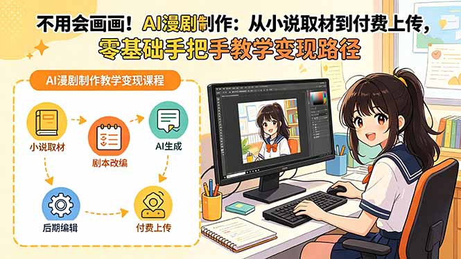 零基础AI漫剧制作实操：小说取材到付费上传，手把手变现指南