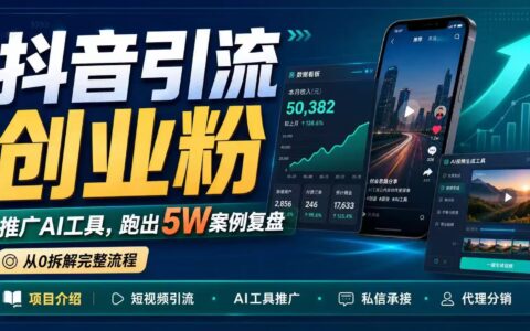 抖音引流创业粉推广云幻AI工具，变现5W实操案例复盘，从0拆解完整流程