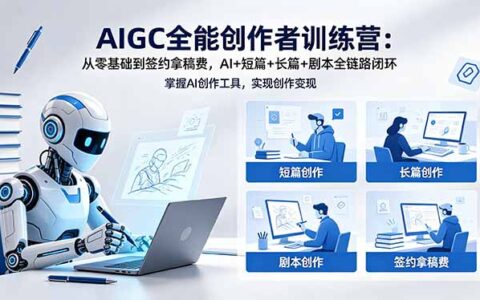 AIGC全能创作者训练营：零基础实战变现指南，AI+短篇+长篇+剧本全链路闭环
