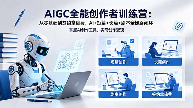 AIGC全能创作者训练营：零基础实战变现指南，AI+短篇+长篇+剧本全链路闭环