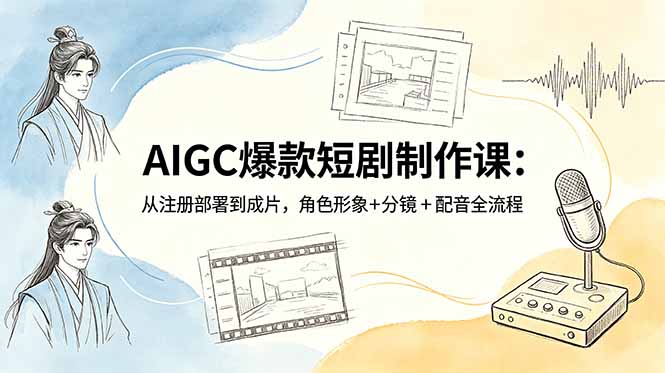 AIGC短剧制作课：从注册到成片，角色设计+分镜+配音全流程