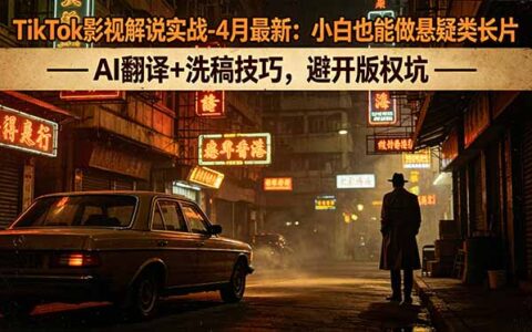 TikTok影视解说实操-4月更新：新手悬疑类内容创作指南，AI翻译+原创策略，规避版权风险