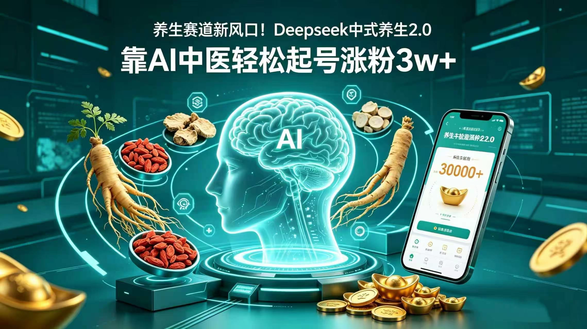AI+中医养生实战思路：3万粉丝增长案例与被动收入策略