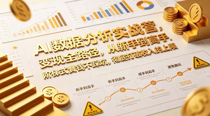 AI数据分析实战营变现指南：从新手到高手阶梯式实操，实测案例提升收入潜力