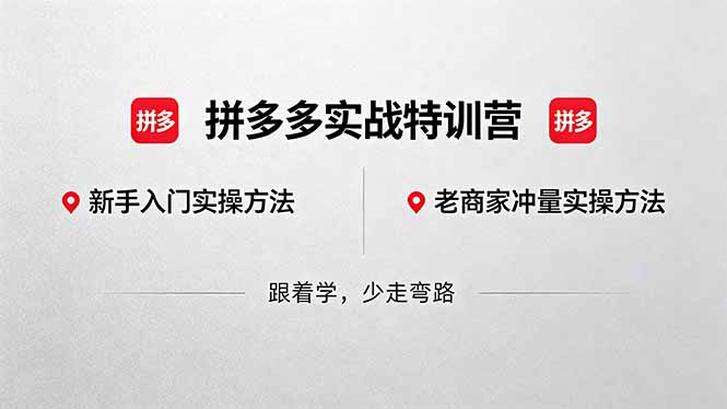 拼多多实战特训营(更新5月3)：新手入门与老商家冲量实操策略，高效变现指南
