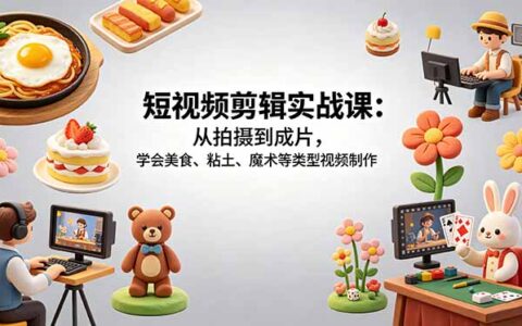 短视频剪辑实战课：多领域副业变现指南，从拍摄到成片全流程拆解