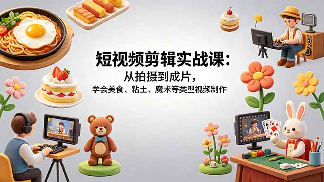 短视频剪辑实战课：多领域副业变现指南，从拍摄到成片全流程拆解