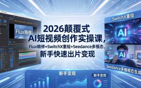 2026 AI短视频创作课-5月更新：Flux精修+SwitchX重绘+Seedance多模态，新手变现实操指