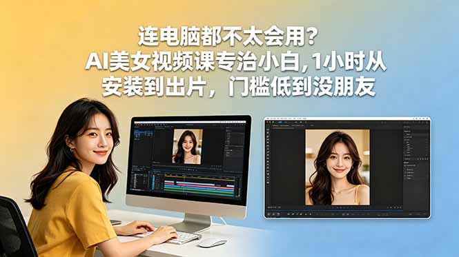 连电脑都不太会？AI美女视频课1小时上手，零基础小白也能做抖音爆款