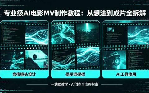 AI电影MV制作变现实操教程：从想法到成片全拆解，宫格镜头+提示词模板+AI工具一站式指南