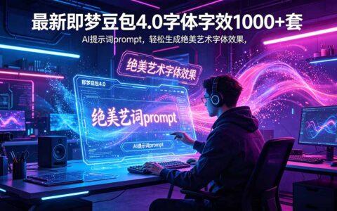 即梦豆包4.0艺术字提示词100步骤0+，电商手写影视场景一键生成