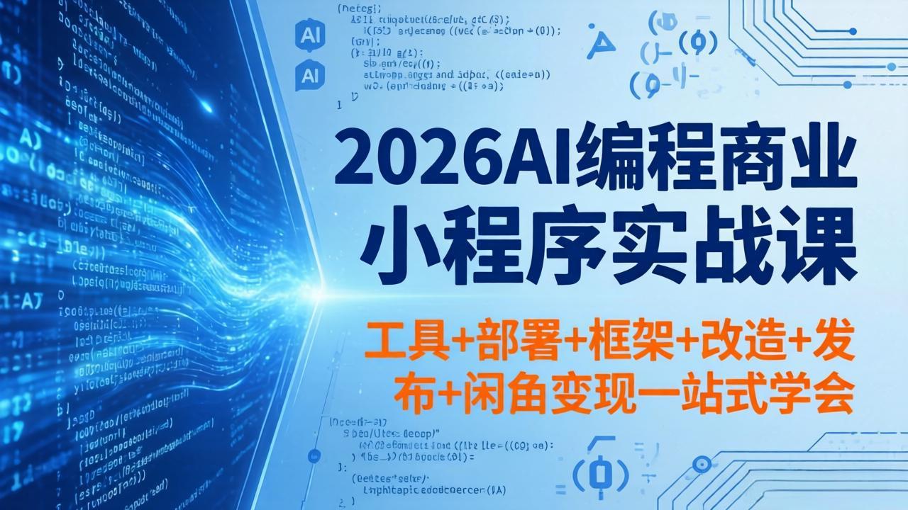 2026AI编程商业小程序实战教程：工具部署框架改造发布到闲鱼变现一站式指南