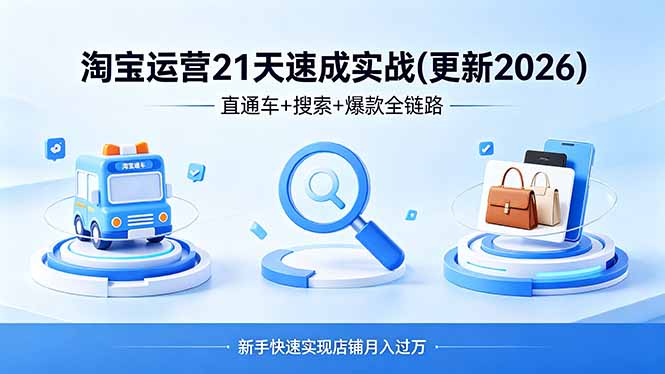 淘宝运营21天速成实战(更新4月)：直通车+搜索+爆款全链路，新手高效变现策略