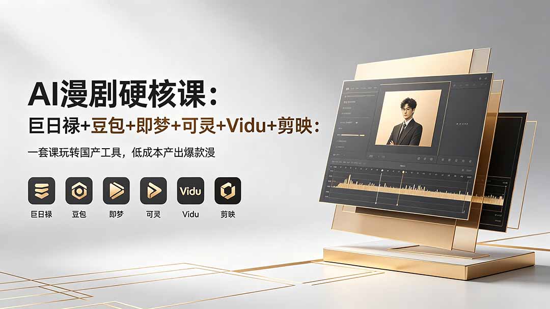 AI漫剧实战教程：巨日禄+豆包+即梦+可灵+Vidu+剪映：一套课掌握国产工具，低成本创作变现思路