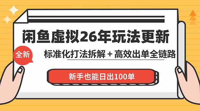 闲鱼虚拟从0到1系统化运营课程：标准化打法拆解 + 高效出单全链路教学，新手实操变现攻略