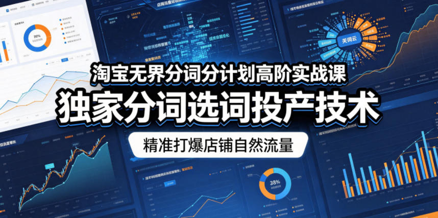 淘宝无界分词分计划高阶实战课，独家分词选词投产技术，精准提升店铺自然流量