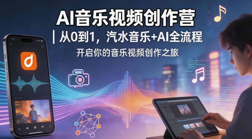 AI音乐视频创作营｜从0到1，汽水音乐+AI全流程实战，开启你的被动收入变现之路