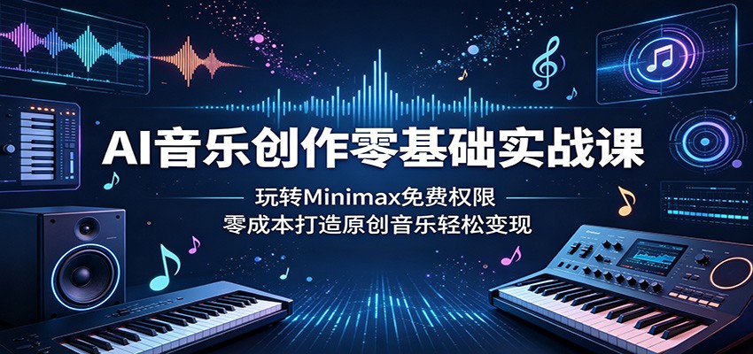 AI音乐创作零基础实战课：玩转Minimax免费权限，低成本打造原创音乐变现方法