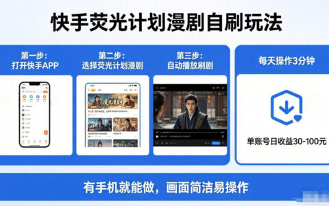 快手荧光计划变现实操攻略：实测方法，一部手机轻松操作被动收入