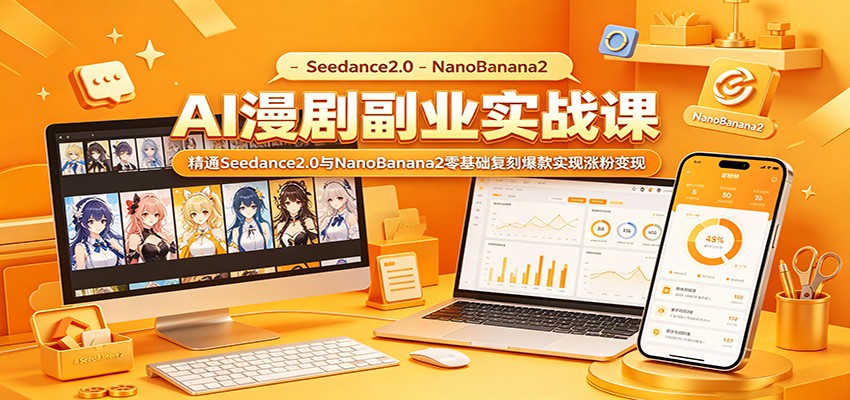 AI漫剧副业实战：Seedance2.0+NanoBanana2零基础复刻爆款涨粉变现