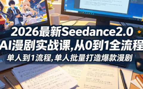 2026最新Seedance2.0 AI漫剧实战课：从0到1全流程，单人批量创作漫剧指南