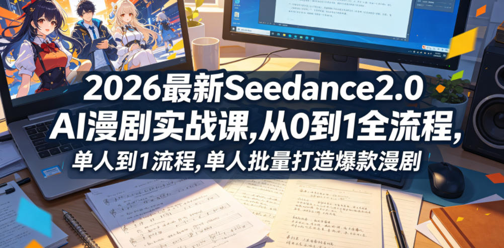 2026最新Seedance2.0 AI漫剧实战课：从0到1全流程，单人批量创作漫剧指南