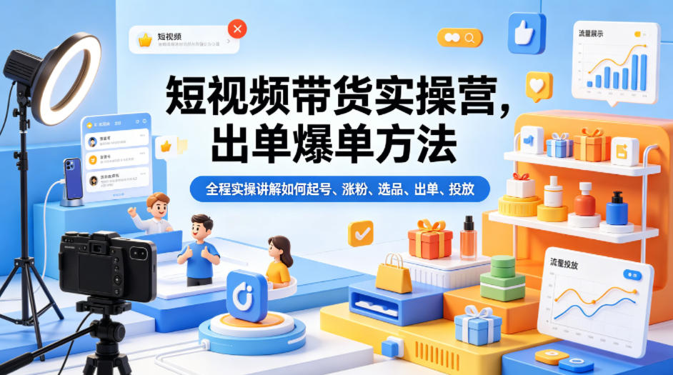 短视频带货实战指南：起号、涨粉、选品、出单与投放全流程拆解
