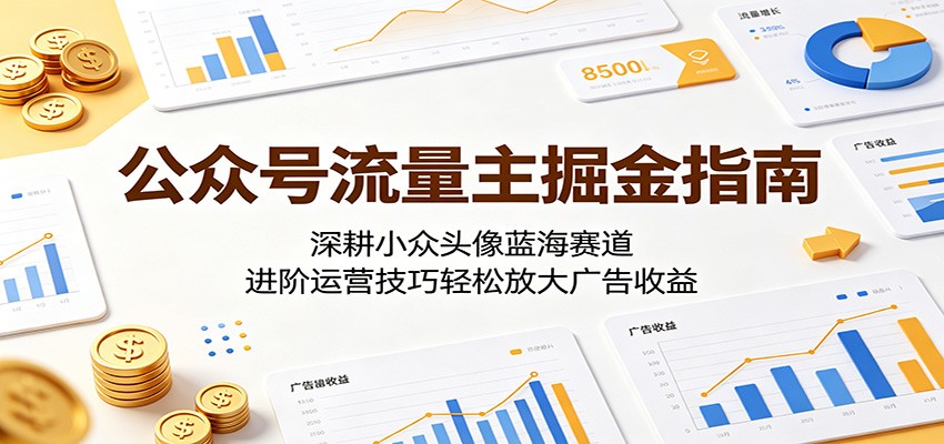 公众号流量主小众头像赛道，新手进阶运营轻松放大收益