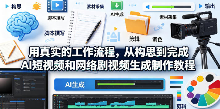 AI短视频与网络剧生成制作实战教程：从构思到变现全流程指南 - 中英字幕