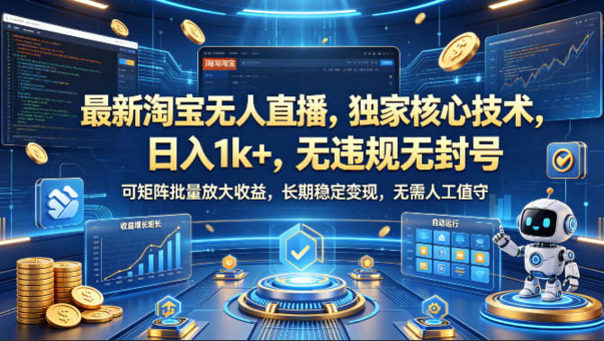 淘宝无人直播项目实操指南：矩阵扩展实现被动收入，稳定合规策略拆解