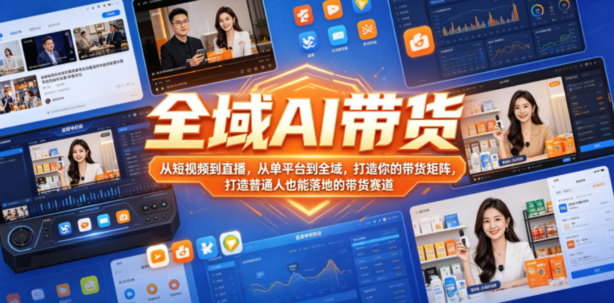 全域AI带货实战教程：短视频直播矩阵打造，选品文案AI技术，普通人落地培训
