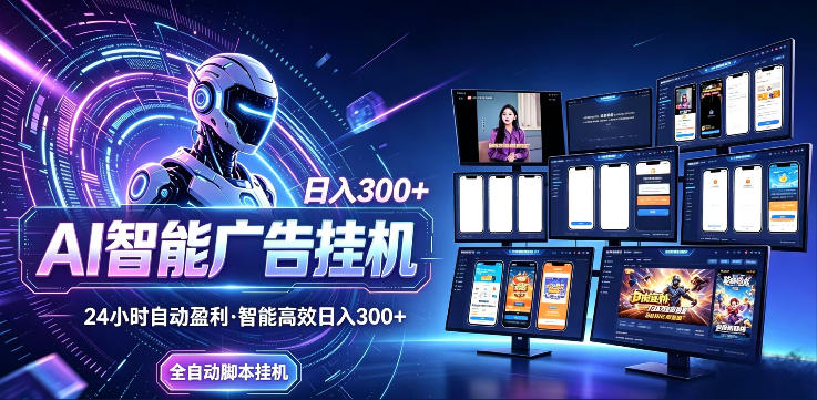 AI智能广告项目实战指南：无需人工操作，单机稳定收益，可矩阵放大，24小时不间断自动化变现