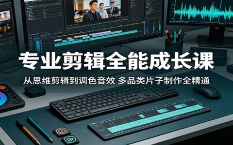 专业剪辑全能课程：从思维剪辑到调色音效，多品类视频制作变现实操