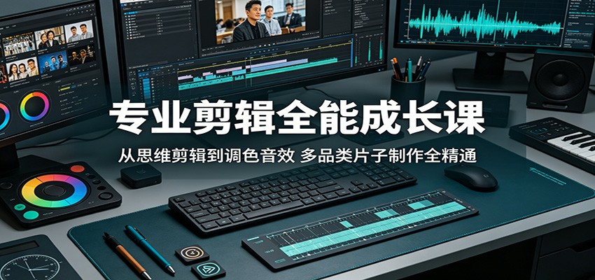 专业剪辑全能课程：从思维剪辑到调色音效，多品类视频制作变现实操