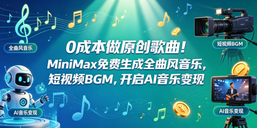 实测MiniMax：免费创作全曲风原创音乐，短视频BGM变现实战指南