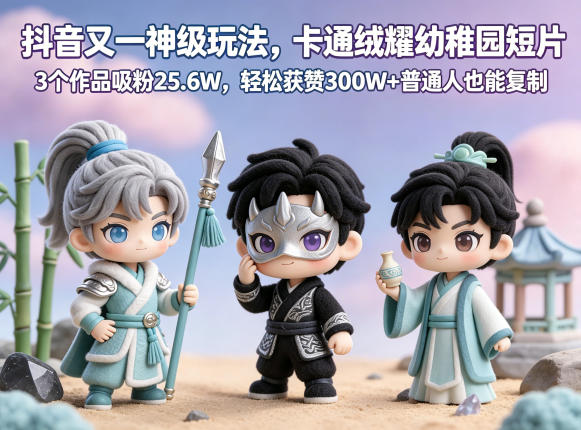 抖音卡通绒耀幼稚园短片方法：3作品吸粉25.6W，获赞300步骤W+，普通人实操指南
