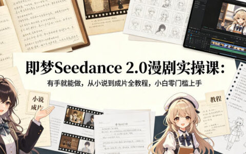 即梦Seedance 2.0漫剧实操课：从小说到成片全教程，新手实战变现指南