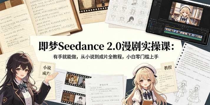 即梦Seedance 2.0漫剧实操课：从小说到成片全教程，新手实战变现指南