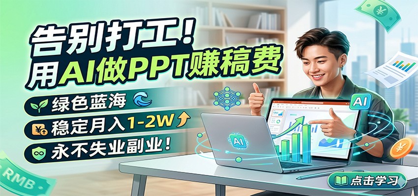 2025AI PPT副业变现实操指南：绿色蓝海项目案例