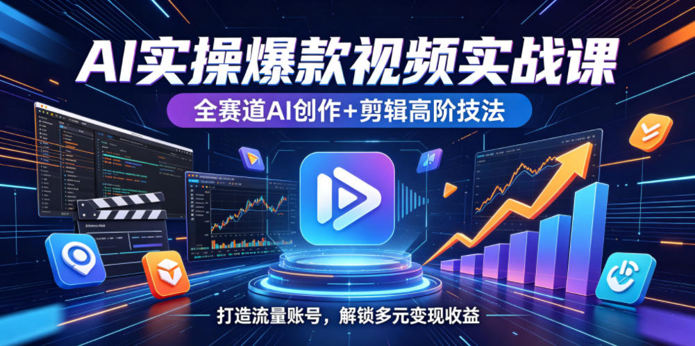 AI实操爆款视频实战课:全赛道AI创作+剪辑高阶,打造流量账号变现 AI实操爆款视频实战课:全赛道AI创作+剪辑高阶,打造流量账号变现