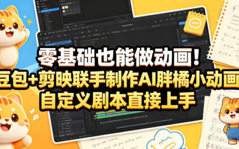 零基础动画变现实战：豆包+剪映AI胖橘小动画制作指南，自定义剧本上手攻略