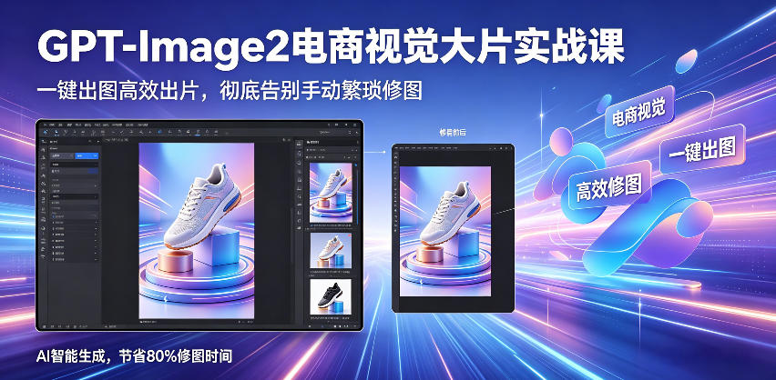 GPT-Image2电商视觉大片实战课，一键出图高效出片，告别手动繁琐修图