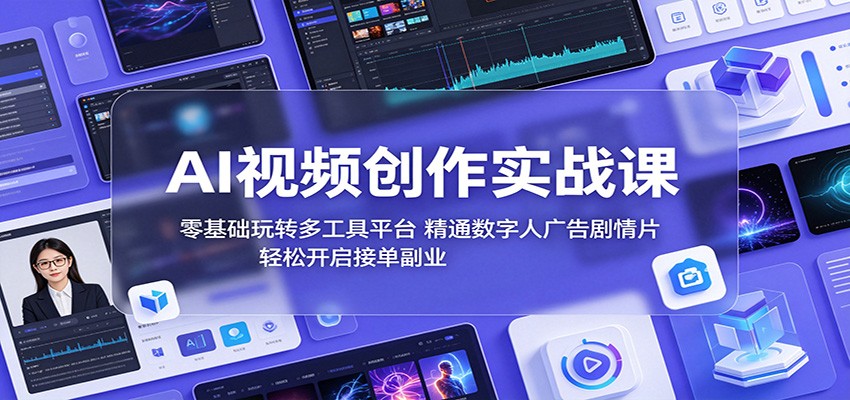 AI视频创作实战课：零基础玩转RH即梦等工具，精通数字人广告与剧情片接单