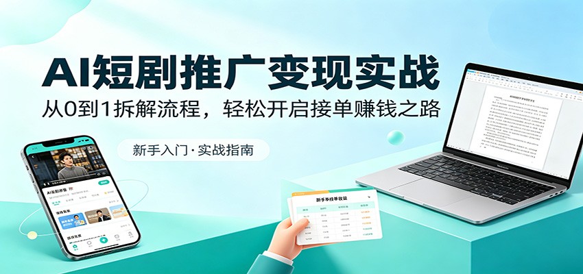 AI短剧推广变现实战：从0到1拆解流程，实操开启赚钱指南