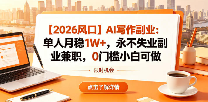 【2026风口】AI写作副业：单人变现方法，新手入门实战指南